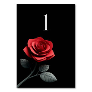 Wedding Table Number-Single Red Rose- Number
