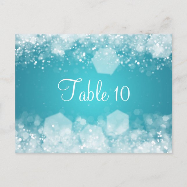 Wedding Table Number Sparkling Night Blue Postcard (Front)
