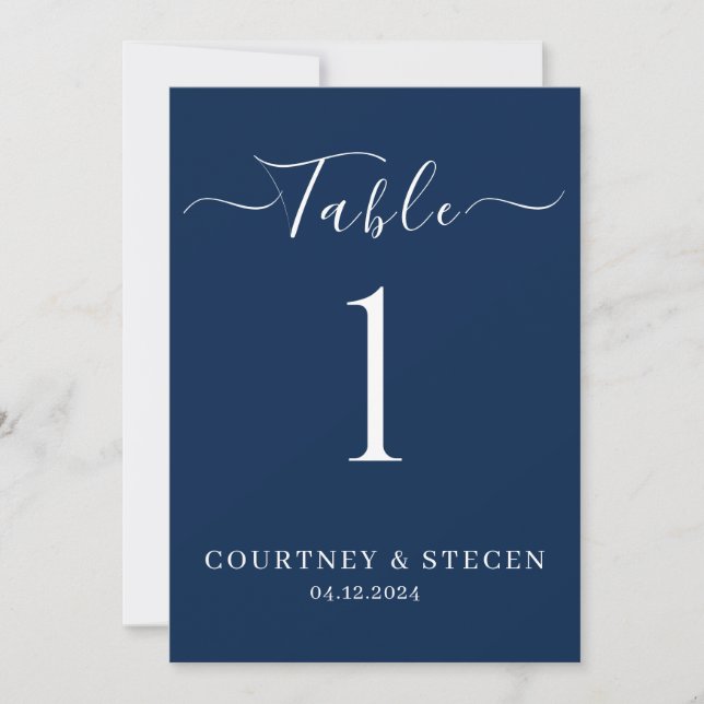 Wedding Table Number Template: Luxury Calligraphy (Front)
