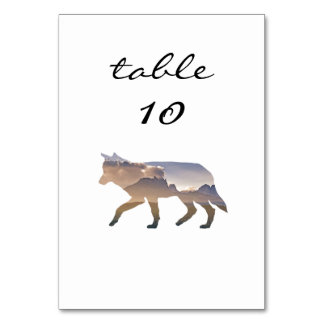 Wedding Table Number Western Rustic Mountain Wolf