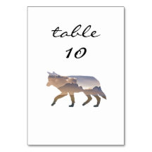 Wedding Table Number Western Rustic Mountain Wolf