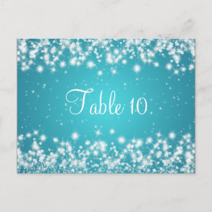 Wedding Table Number Winter Sparkle Blue Postcard