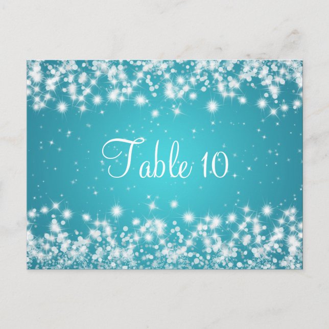 Wedding Table Number Winter Sparkle Blue Postcard (Front)