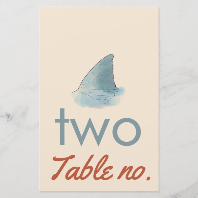 wedding table number with ocean animals for frame (Front)