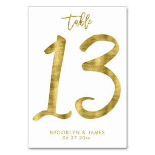 Wedding Table Numbers Gold Foil Effect Number 13