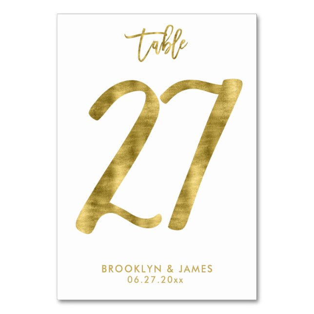 Wedding Table Numbers Gold Foil Effect Number 27 (Front)