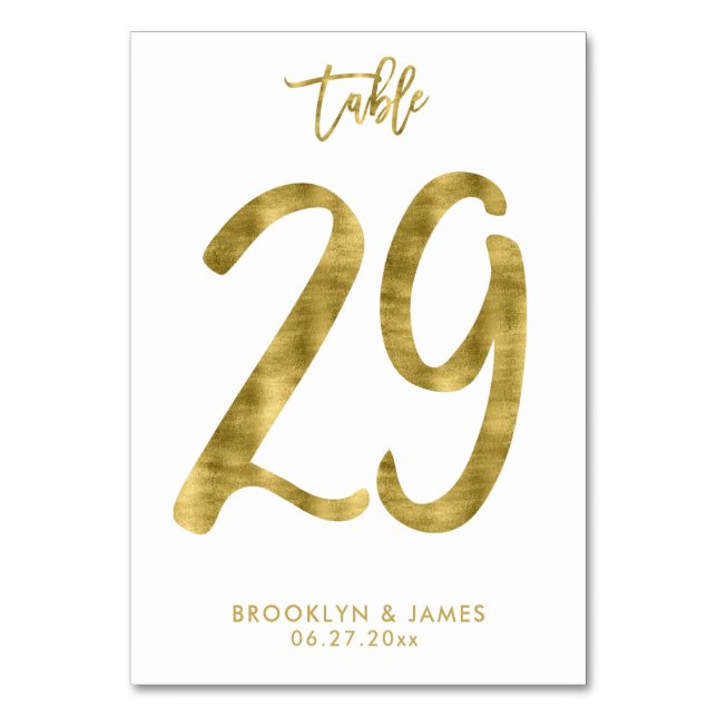 Wedding Table Numbers Gold Foil Effect Number 29 (Front)