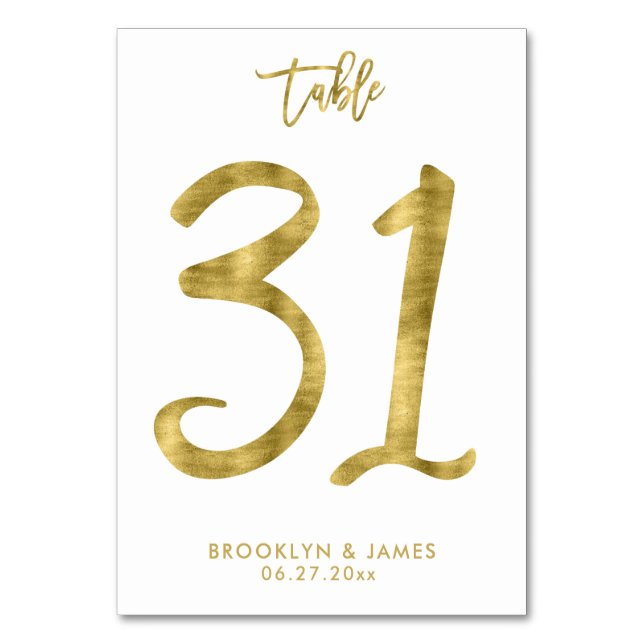 Wedding Table Numbers Gold Foil Effect Number 31 (Front)