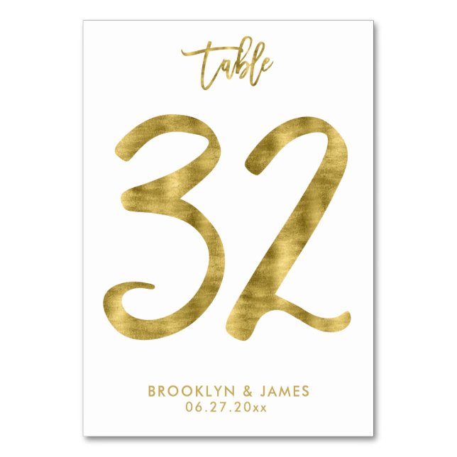 Wedding Table Numbers Gold Foil Effect Number 32 (Front)