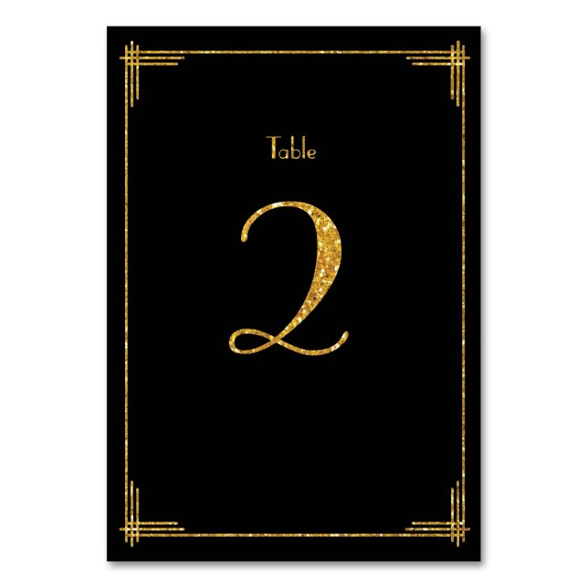 Wedding Table Numbers Gold Sequins Art Deco 2 (Front)