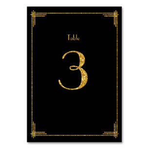 Wedding Table Numbers Gold Sequins Art Deco 3