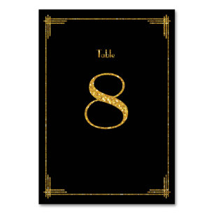 Wedding Table Numbers Gold Sequins Art Deco 8