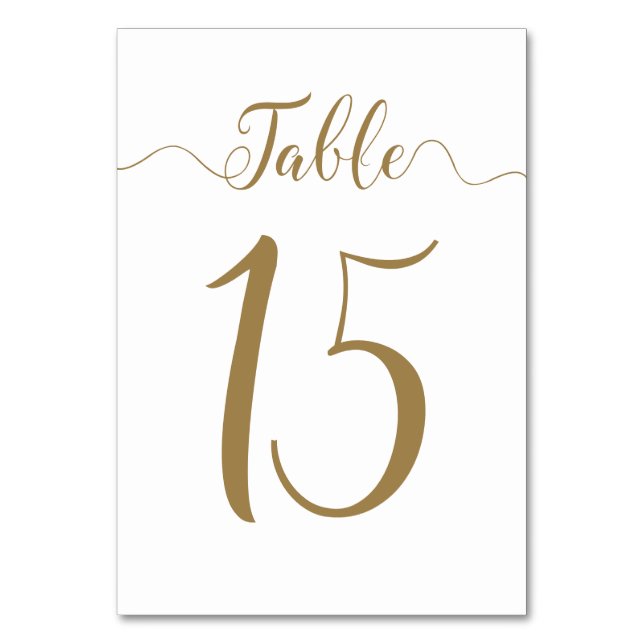 Wedding Table Numbers Gold Table Number 15 (Front)