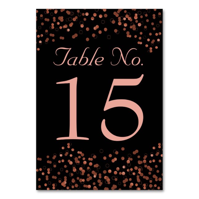 Wedding Table Numbers | Rose Gold Confetti Dots (Front)