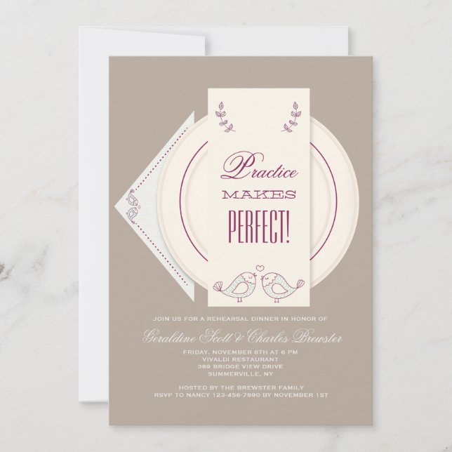 Wedding Table Rehearsal Dinner Invitation (Front)