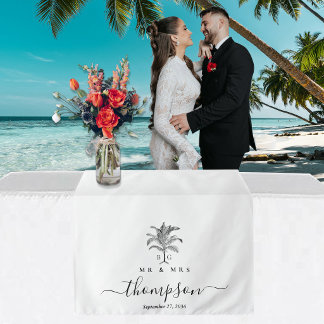 Wedding Table Runner Custom Tropical Palm Tree Tapestry