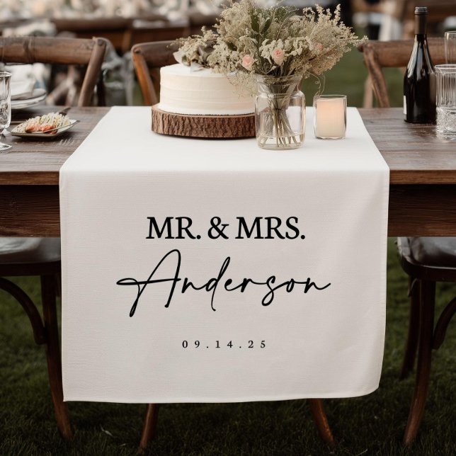 Wedding Table Runner, Personalised Last Name Sign Short Table Runner (Creator Uploaded)