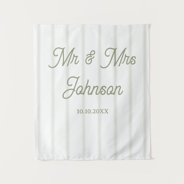Wedding Table Runner, Sage Green Tapestry Banner (Front)