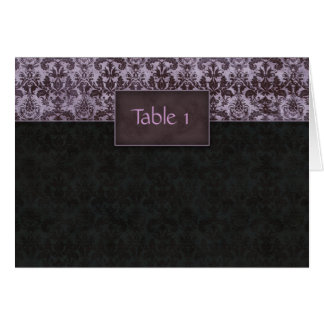 Wedding Table Seating Card Damask Purple Black