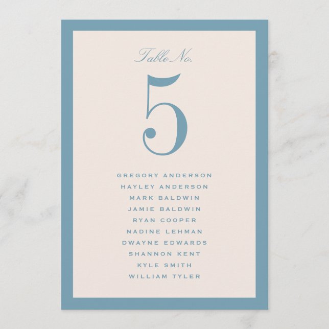 Wedding Table Seating Chart Card (Front)