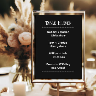 Wedding Table Seating Name List Black Programme