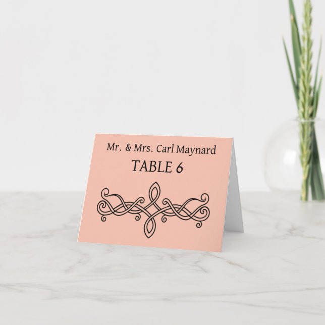 Wedding table signs Placecards peach Card (Front)