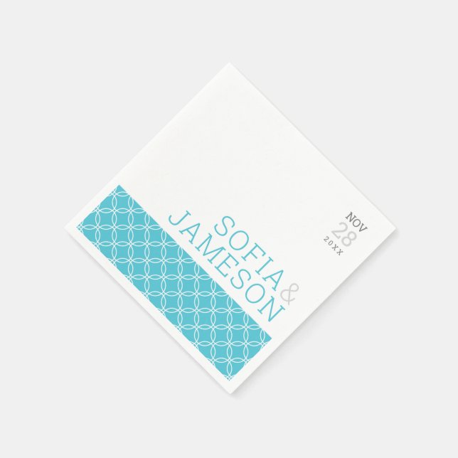 WEDDING TABLE simple modern type turquoise blue Napkin (Corner)