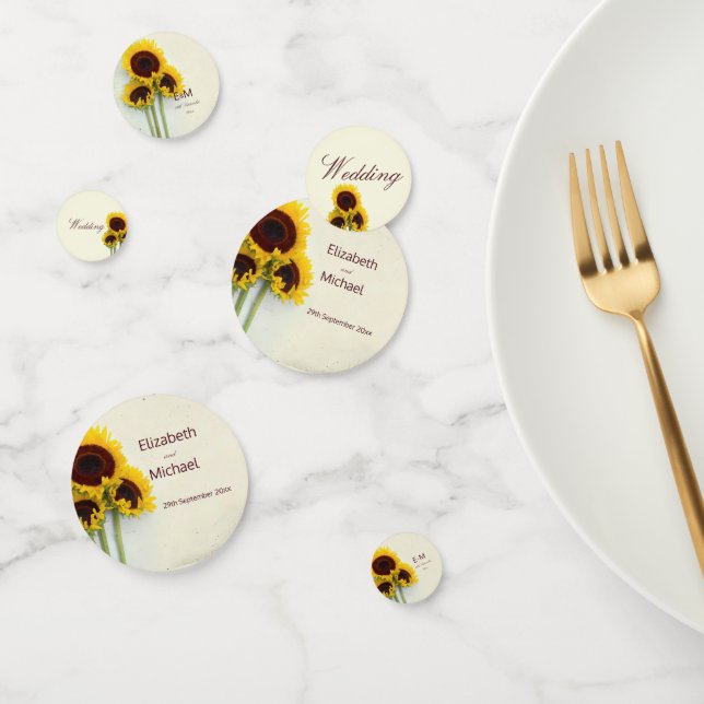 Wedding Table  Sunflower Rustic Table Confetti (Group)