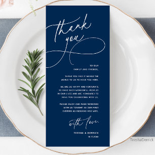 Wedding Table Thank You Elegant Reception Card
