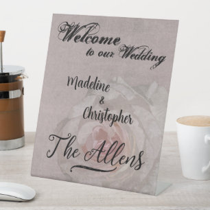 Wedding Table Top Sign Welcome Rose Pink Customise