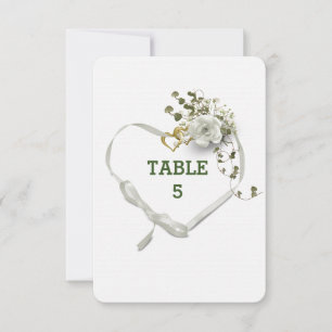 Wedding Tabletop White Ribbon Heart Invitation