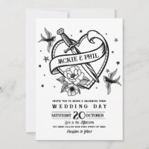 Wedding Tattoo Traditional Rock Heart Doves