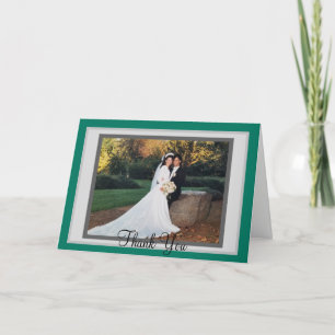 Wedding Teal Green Photo Thank You Cards