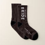 Wedding Team Bride Personalised Socks<br><div class="desc">A fun personalised Team Bride wedding favour gift for your friends and family. You can personalise these souvenir keepsake socks with your first names and wedding date in white typography against a black background.</div>