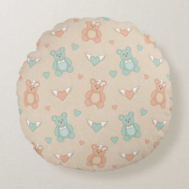 Wedding-teddies Round Cushion (Front)