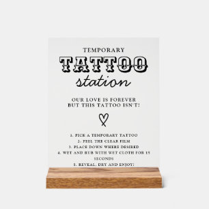 Wedding Temporary Tattoo Station Bar Instruction  Acrylic Sign