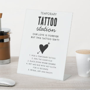 Wedding Temporary Tattoo Station Bar Instruction  Pedestal Sign