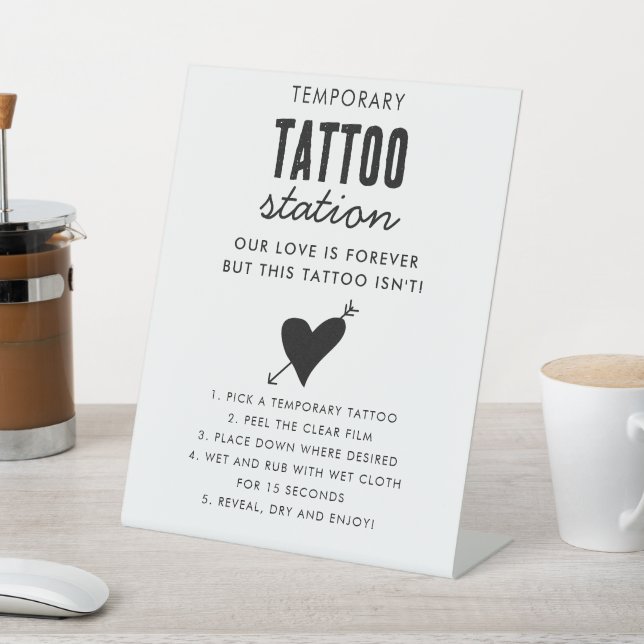 Wedding Temporary Tattoo Station Bar Instruction  Pedestal Sign (In SItu)