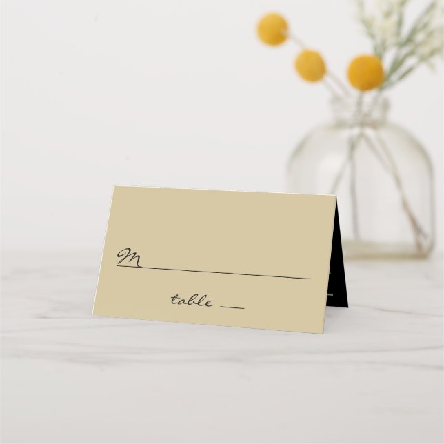 Wedding Tent Placecard Shades of Golds and Black (Front)