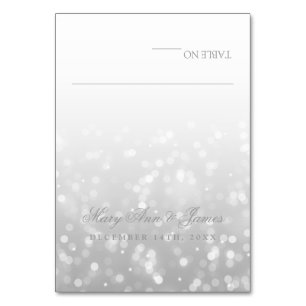 Wedding Tent Placecards Silver Bokeh Sparkle Light Table Number