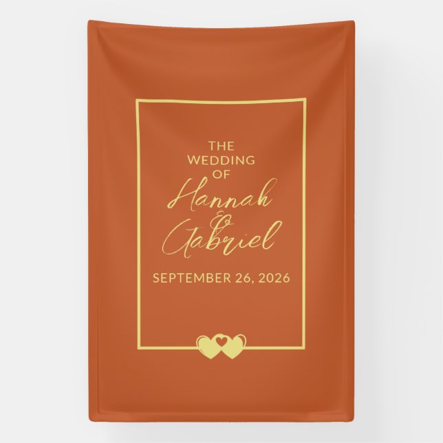 Wedding Terracotta and Gold Banner (Vertical)