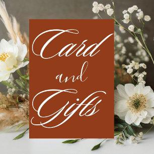 Wedding terracotta burnt orange card and gifts  pedestal sign