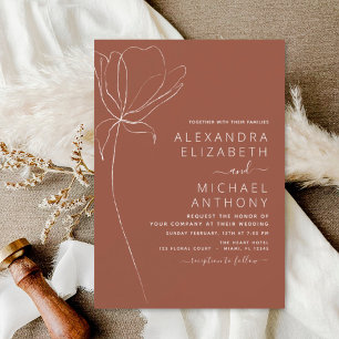 Wedding Terracotta Burnt Orange Floral Invitation