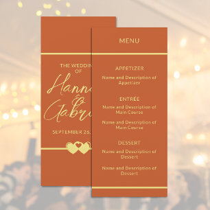 Wedding Terracotta Gold Flat Menu