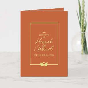 Wedding Terracotta Gold Folded Program Programme