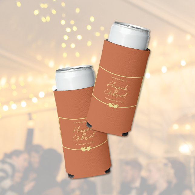 Wedding Terracotta Gold Seltzer Can Cooler (Wedding Terracotta Gold Seltzer Can Cooler (multiple shown))