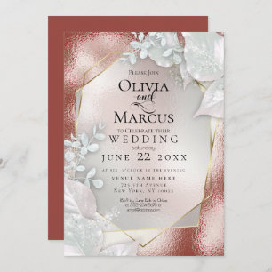 WEDDING   Terracotta Pearl Shimmer  Invitation