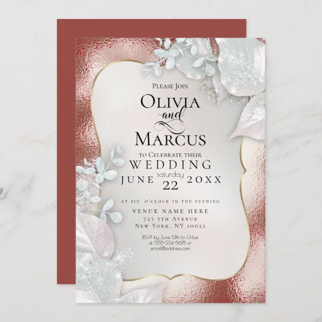 WEDDING | Terracotta Pearl Shimmer Invitation (Front/Back)
