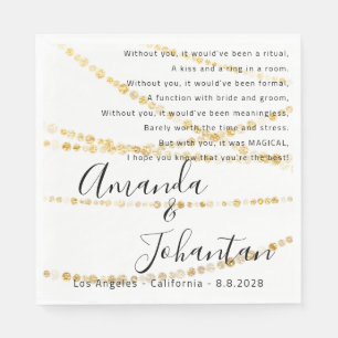 Wedding Thank Poem Gold Lights Confetti Simply Napkin