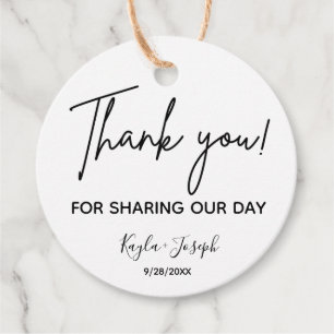 Wedding Thank You Black and White Favour Tags